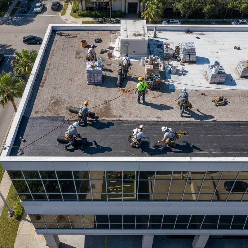 The Roofing Crew is a trusted commercial roofing company in Orlando providing commercial roof repair, roof replacement, and installation throughout Central Florida.
